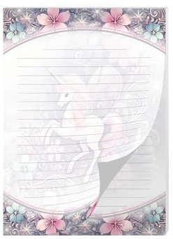 Buntes Briefpapier Schreibblock Briefbögen Notizblock mit Linien Weihnachten Christmas Winter Geschenk Wichtelgeschenk für Kinder Jungen Mädchen Schule (1 Block A5 mit 25 Blättern)