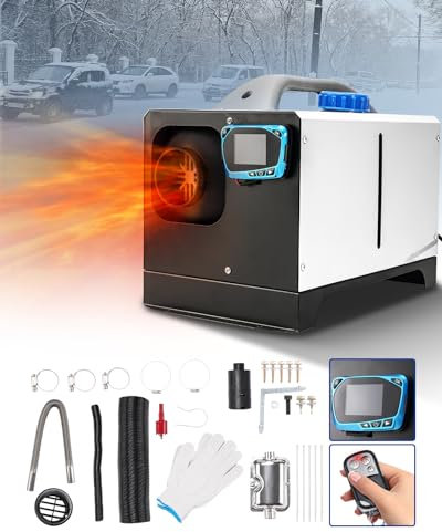 Kit riscaldatore di parcheggio ad aria compressa 12V 8KW con silenziatore, monitor LCD, telecomando, riscaldamento notturno integrato a gasolio, silenzioso per auto, roulotte, camion, barca, autobus