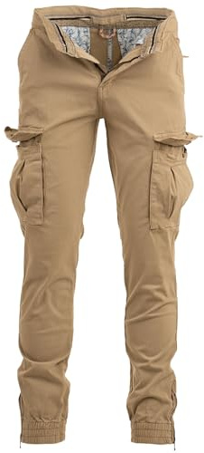 Instinct I Pantaloni Uomo Cargo con Tasche Laterali Slim Fit Autunno Inverno Caldi, Pantaloni Tasconati Multitasche Militari da Lavoro con Elastico alla Caviglia e Coulisse, Taglia 44, Khaki MK-606