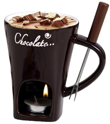 Generisch Calentamiento De Mantequilla Fondue Tenedor,Chocolate Caliente Pot Derretir Vaso,Taza De Cerámica De Chocolate Fondue Vaso,Calentador De Mantequilla, Crisol Con Tenedor Para Queso Y Caramelo