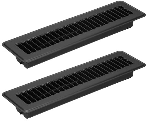 PATIKIL 2 Piezas 12 X 2 Pulgadas Rejilla de Suelo Rejillas de Suelo Negro | Cubierta de Ventilación de Aire Resistente de Acero Ajustable Decorativa, Fáciles de Ajustar