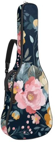Gepolsterte Gitarrentasche für Akustikgitarre mit schwarzem Hintergrund, für E-Bass, Konzertgitarre, Gelb / Lila, Multicolor 08, 42.9x16.9x4.7 in, Lässiger Tagesrucksack