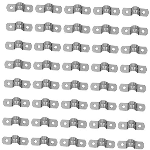 KONTONTY 40PCS Stainless Steel U Shaped Hose Clamps for Water and Gas Pipes Sturdy Tube Strap Tension Clips Easy Installation Saddle Clips