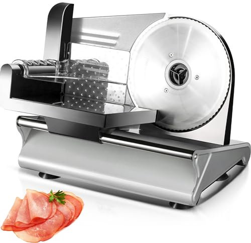 Electric Deli Food Slicer with 7.5 Stainless Steel Blade - 200W Meat Slicer for Home Use, Adjustable Thickness, Efficient Kitchen Tool