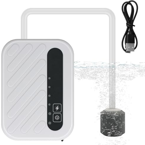 YQMIGU Small Rechargeable Aerator for Bait Bucket,Nano Rechargeable Bait Pump,3 Speed Adjustable Live Bait Aerator 13GPH-32GPH,with Intermittent Mode,Quiet Voice,Suitable for Fishing Enthusiasts