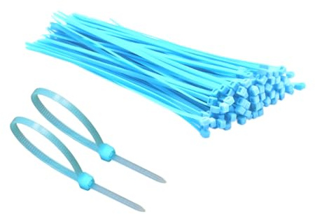 TERF® 100 Pcs Fluorescent Blue Cable Ties 200mm (8'') X 4.8mm Premium Nylon Zip Ties Wraps Secure Self Locking Mechanism Plastic Tie for Home Office Garden Garage Workshop DIY Use