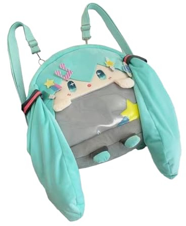 Zhongkaihua Miku plyschkudde anime ryggsäck kudde söt rymlig 31 x 31 cm cosplay-väska för emblem fans samlare daglig användning födelsedagspresent dekoration