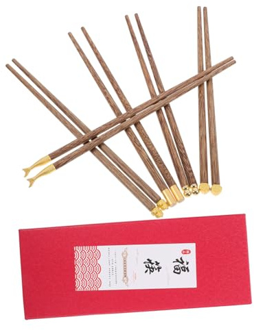 OFFSCH 5 Pares Palillos Chinos Reutilizables de Madera Resistente Ligeros y Antideslizantes Utensilios Prácticos y Portátiles para Comidas Diarias y Restaurantes con Acabado Natural y