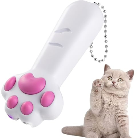 GXGM 1 Pièce laser Pointeur pour Chats, Jouet Chat avec Motifs, 3 Types de lumières, Jouet Interactif pour Chats et Chiens, Pour que les Animaux Jouent (Blanc)
