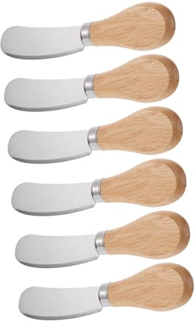 MUELODSIC 6 piezas para Queso Acero Inoxidable con Mango de Madera Esparcidor Mantequilla y Cortador Lonchas para Quesos Duros y Cremosos