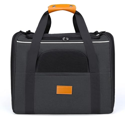 Tragbare Katzenbox Ultralight 2.0 - Leichte Faltbare Transportbox für Katzen (350g) mit NFC-Chip Slot, 3D-Belüftung & selbstreinigendem Nanomaterial, TÜV-Zertifiziert (schwarz)