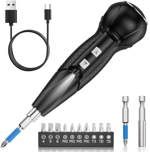UIOF Electric Screwdriver Cordless,12 in 1 Portable Cordless Rechargeable Screwdriver Set,Battery Screwdriver with Led Worklight and Charger for Home Office DIY Tools
