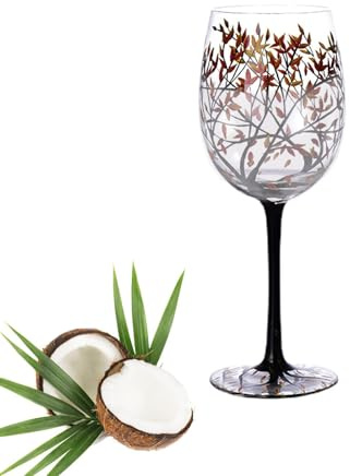 Genérico Copas de vino pintadas a mano – Copa de del árbol de las cuatro estaciones | Vidrio Artesanal para Mujer y Hombre | decorativo grande para amantes del vino, regalo de cumpleaños único