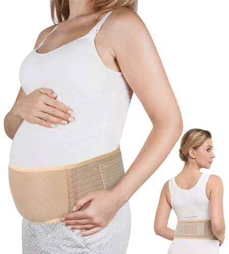 AUYAO Graviditetsbälte för gravid, justerbart andningsbart magbälte, mag-/ländryggsstöd för smärtlindring i bäckenet, för vardagen, enkel storlek, hudton