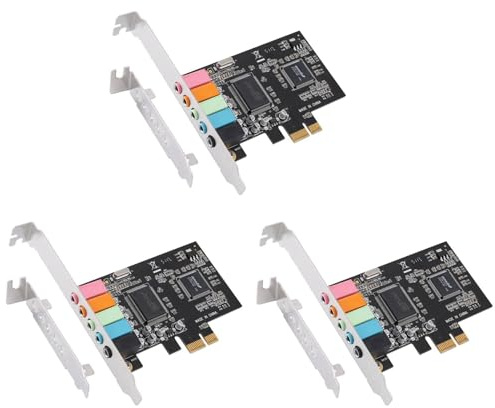 Onchdbfhuu 3X PCIe Sound Card 5.1, PCI Express Surround Card 3D Stereo Audio with High Sound Performance PC Sound Card CMI8738 Chip