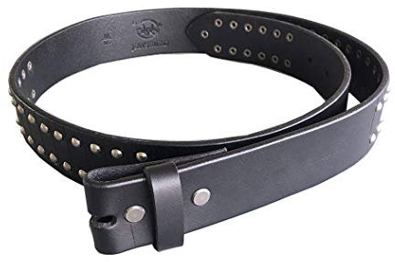 JEAN'S FRIEND Black Color Studded Genuine Leather Belt Gürtel Solid Real Leather Belt Gürtel (S 37 inch 95 cm)