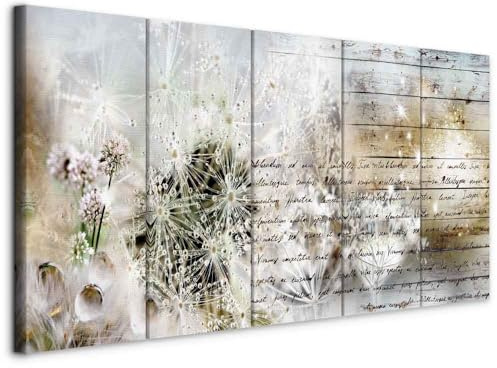 murando - Wandbilder XXL Pusteblume 200x80 cm Vlies Leinwandbild 5 Teilig Kunstdruck modern Wandbilder XXL Wanddekoration Design Wand Bild - Blumen Abstrakt f-C-0172-b-n