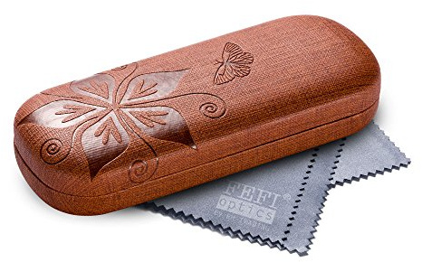 FEFI Hardcase Brillenetui Nature - geprägtes Blumen-Design (braun)