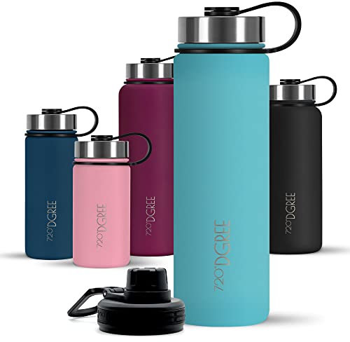720°DGREE Edelstahl Trinkflasche 950ml “noLimit” - Auslaufsicher, Kohlensäure geeignet, BPA-Frei - Thermosflasche, Isolierflasche mit Schraubverschluss für Sport, Fitness, Outdoor +Gratis Sportdeckel