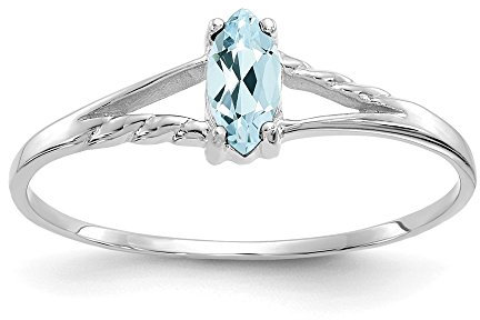 Diamond2Deal Verlobungsring für Damen, 10 Karat Weißgold, 0,20 Karat Marquiseschliff, Aquamarin