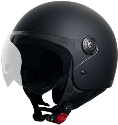 Jethelm RALLOX 229 Motorradhelm Größe M Rollerhelm mit Visier Chopperhelm schwarz matt