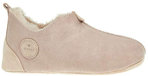 Vanuba Handgemacht Lammfell Hausschuhe Damen Winter Oxford Warme Hausschuhe Geschlossen - Pantoffeln Damen - Hüttenschuhe 37 Beige