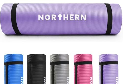 NORTHERN Yoga Mat, Soft Foam 10mm Extra Thick, Lightweight, Non-Slip Large Surface Exercise Mat for Pilates, Gymnastics, Workout & Home Gym Training, Includes Carry Strap