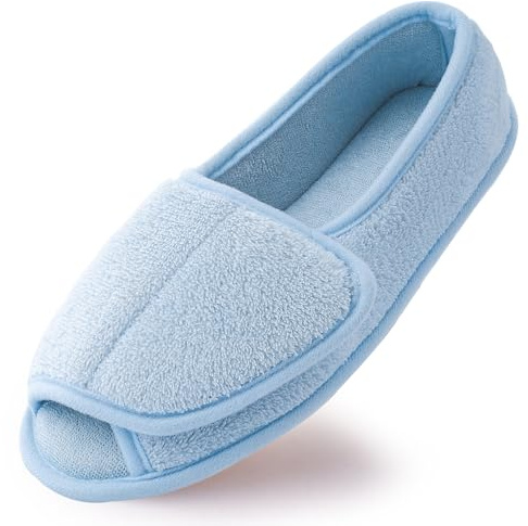 Git-up Chaussons Femme en Mousse à Mémoire Confortable Respirante Bout Ouvert Peluche Chaud Antidérapage Maison Pantoufles pour Intérieur et Extérieur EU 40/ US 9#,Bleu