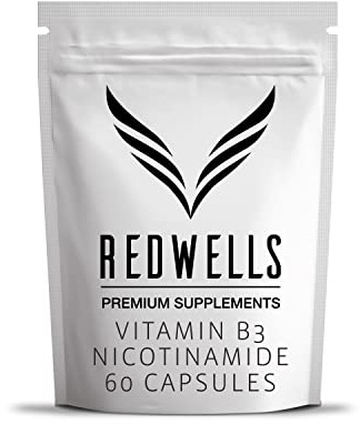 Vitamin B3 Capsules 500mg Nicotinamide REDWELLS No Additives Non Flush - 60 Pack