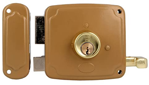 Amig - Serratura a Incasso Sinistra con Leva di Chiusura | Acciaio Dorato | Include 3 Chiavi e Viti | Resistente a Ruggine e Corrosione | Ideale per Porte in Legno, Multicolore, 72U-80, Metallo