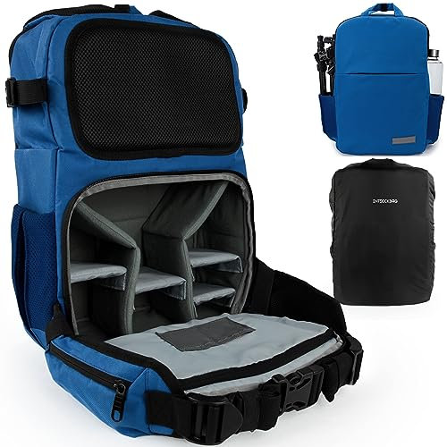 ENTDECKBAG Kamerarucksack Diebstahlsicher [mit Hüftgurt] Stauraum 14” Laptopfach Fotorucksack für Spiegelreflexkamera Kamera Drohnen Rucksack Herren Damen (Blau)