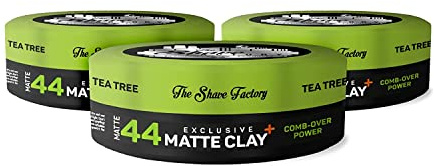 The Shave Factory Premium Pomade Exklusive Matte Clay 44 Comb-Over 150ml | Matte Look | Extra Starker Halt | 3 Stück