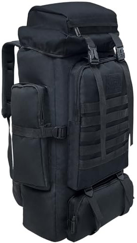 Ogetok 80L Camping-Wanderrucksack, 80 Liter Großer Survival-Jagdrucksack Herren, wasserdichter taktischer Rucksack für Herren und Damen, leichter Molle-Militärrucksack für Outdoor-Reisen, Schwarz