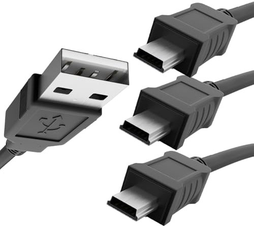 Magnet Lot 3 Câbles Adaptateur Noir USB 2.0 Mâle Vers Mâle Mini B - 1M, Connecteur 5 Pin pour GoPro 4, Manette PS3