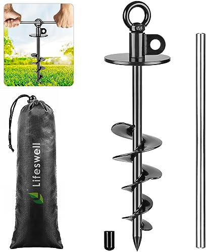Lifeswell Estaca de amarre para perros de 15 pulgadas, ancla resistente para perros de hasta 220 libras, sin enredos, fácil de instalar y quitar, ideal para patio, campamento y playa, 1 paquete