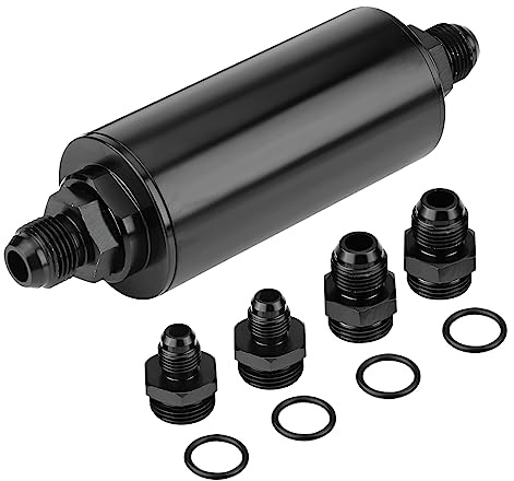AUCELI 50mm Inline Gas Fuel Filter, Air Filter with 6AN 8AN 10AN Adapter, Aluminum Cleanable Fuel/Gas/Petrol Filter Adapter Fittings, Universal Vehicle Accessories for Car, SUV, Truck