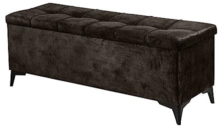 Lomadox Schlafzimmer Betttruhe Sitztruhe, Sitzhöhe 58cm, mit Stauraum in Espresso braun, Bequeme Höhe, auch in Kombination mit Boxspringbetten, B/H/T ca. 139/58/50 cm