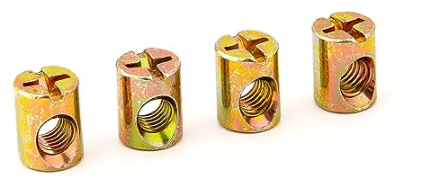 4 PCS M6 Spring Loaded Barrel Nuts, Slotted Barrel Nut Cross Dowels, Replacement Screws Cross Dowel Barrel Nuts with Part 100514 for Furniture Bed Crib and Chairs