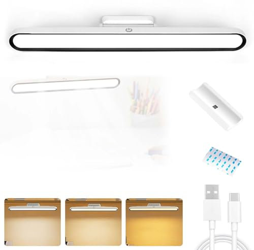 LED Unterbauleuchte Küche, 32 cm Schrankbeleuchtung USB Wiederaufladbar, 3 Lichtfarbe und Dimmbar LED Lichtleiste, Küchenlampe Magnet Touch Lampe für Schlafzimmer, Babyzimmer, Werkstatt, Keller