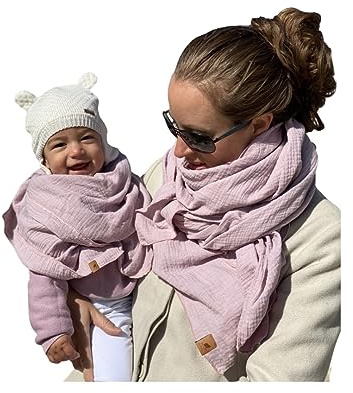 Musselintuch rosa/altrosa, 100% Baumwolle, für Damen/Herren/Kinder/Babys, in 2 Größen erhältlich