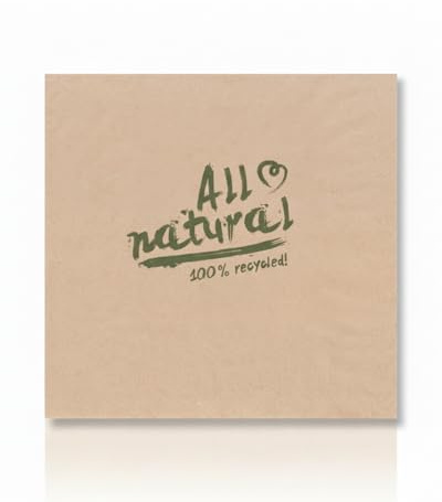 Servietten Natur 24 x 24 cm – 4.000 Stück, 2-lagig | 4.000 kompakte Naturservietten aus Recyclingzellstoff, 2-lagig, 24 x 24 cm, weich, saugfähig und reißfest.