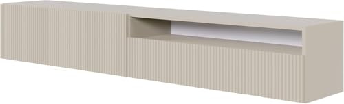 Selsey TV Schrank Board Sideboard Fernsehtisch Fernsehschrank 175 cm Hängend Mit Offenem Fach Gefräste Front Graubeige Veldio