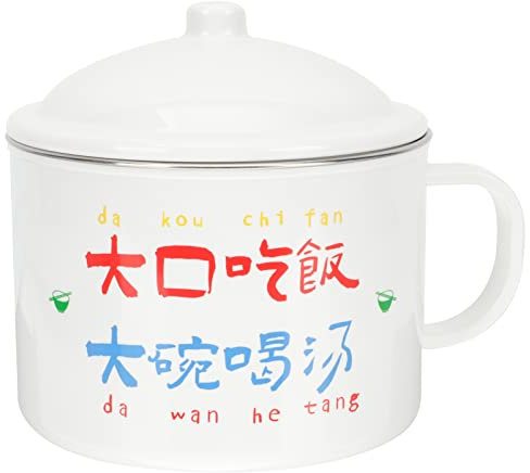 MAGICLULU Ciotola Per Noodles Coperchio Realizzata in Acciaio Inossidabile Robusto e Durevole Per Preparare Noodles Istantanei Mescolare Verdure Servire Piatti e Mostrare Cibo Disegno Manigl