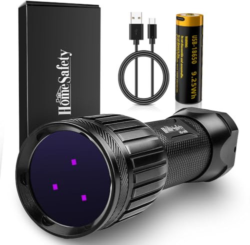 Home Safety 30W Powerful 365nm Black Light UV Flashlight, 3 LEDs UV Light Blacklight Torch Professional Grade Beam for Pet Urine Finding & Mineral, Antique Detection, Scorpion Search,Commercial Use