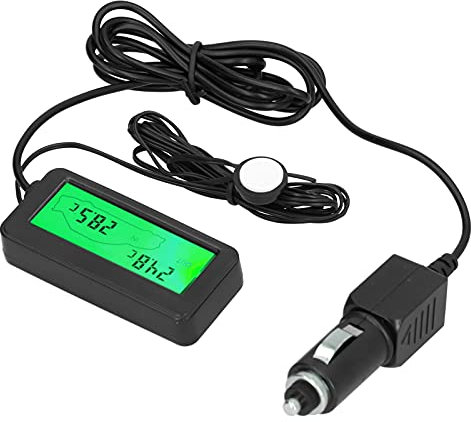 Termometro Igrometro, Mini Misuratore di Temperatura Elettronico con Display LCD DC12V per Auto Indoor Outdoor Incubatrice Rettile Pianta Serra (Verde)