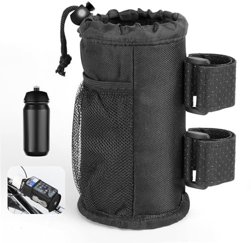 AiQInu Porta Borraccia Bici, Oxford Portabottiglie per Bicicletta Senza Viti, MTB Portatile Porta Borraccia con Tasca Frontale in Rete, per Passeggini, Sedie a Rotelle, Scooter e Fuoristrada ecc