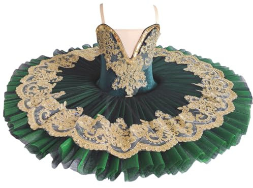 Xytraiihw Grün,120,Professionelles Ballett Tutu Kleid Mädchen Kinder Damen Teller Pfannkuchen Schwanensee Party Ballerina Bühne Tanz Wettbewerb Kostüm
