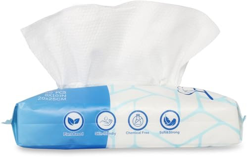 Toallitas Faciales Desechables de Algodón, VIETDAI Suave y Grueso Toallas Desechables para Cara Pieles Sensibles, Toallitas Secas Faciales para Limpieza Cuidado de la Piel -50 unidades