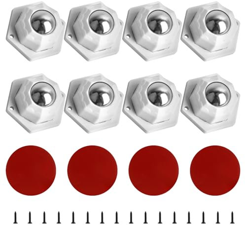 YSDMY Ruote Girevoli Autoadesive 8 Pezzi Rotelle per Mobili 20mm Rotelle a Sfera，Rotazione di 360 Gradi Ruote a Sfera Ruote per Mobili,Rotelle Adesive per Mobili con 2 Fori di Montaggio per Mobili