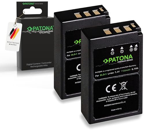 PATONA 2x Premium Battery BLS-5 1100mAh Compatible with Olympus BLS-50 Om-D E-M10 Mark II III IV Pen E-PL10 E-PL9